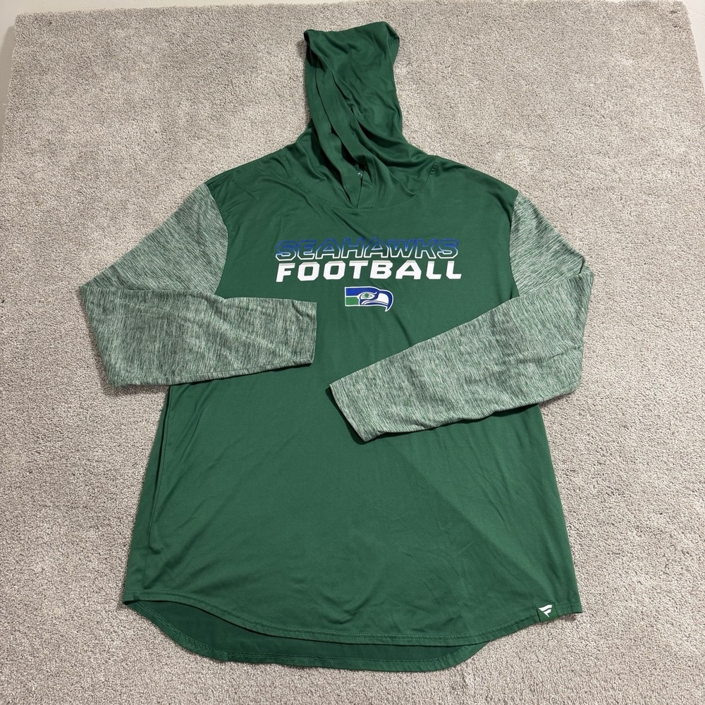 Fanatics Seattle Seahawks Hoodie Mens Sz XL Green Throwback Retro Lightweight